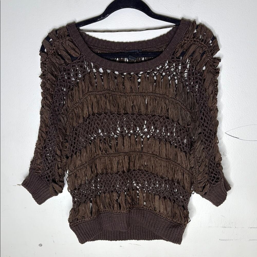 INC Brown Loose Knit Acrylic Blend Women's Sweater Top Size Small